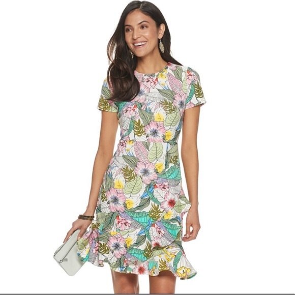 Apt. 9 Dresses & Skirts - NWT APT.9 Floral ruffle hem fit and flair dress size M
